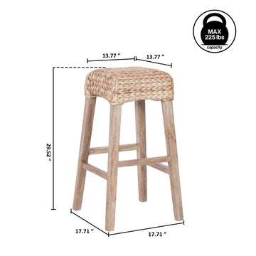 Maui Rustic Bohemian Hyacinth/Wood Backless Counter Stool